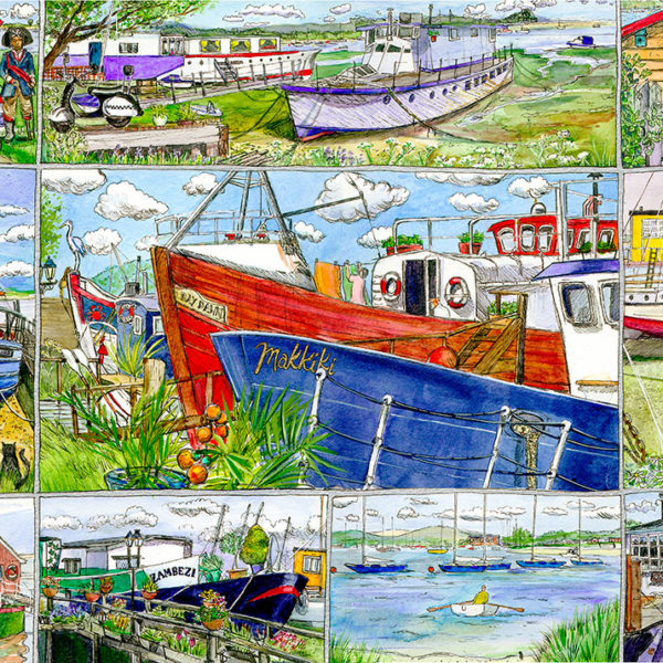 quirky house boats at Bembridge on the Isle of Wight