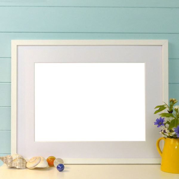 empty white picture frame
