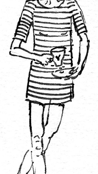 lady in stripy dress