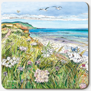painting of clifftop and flowers brighstone